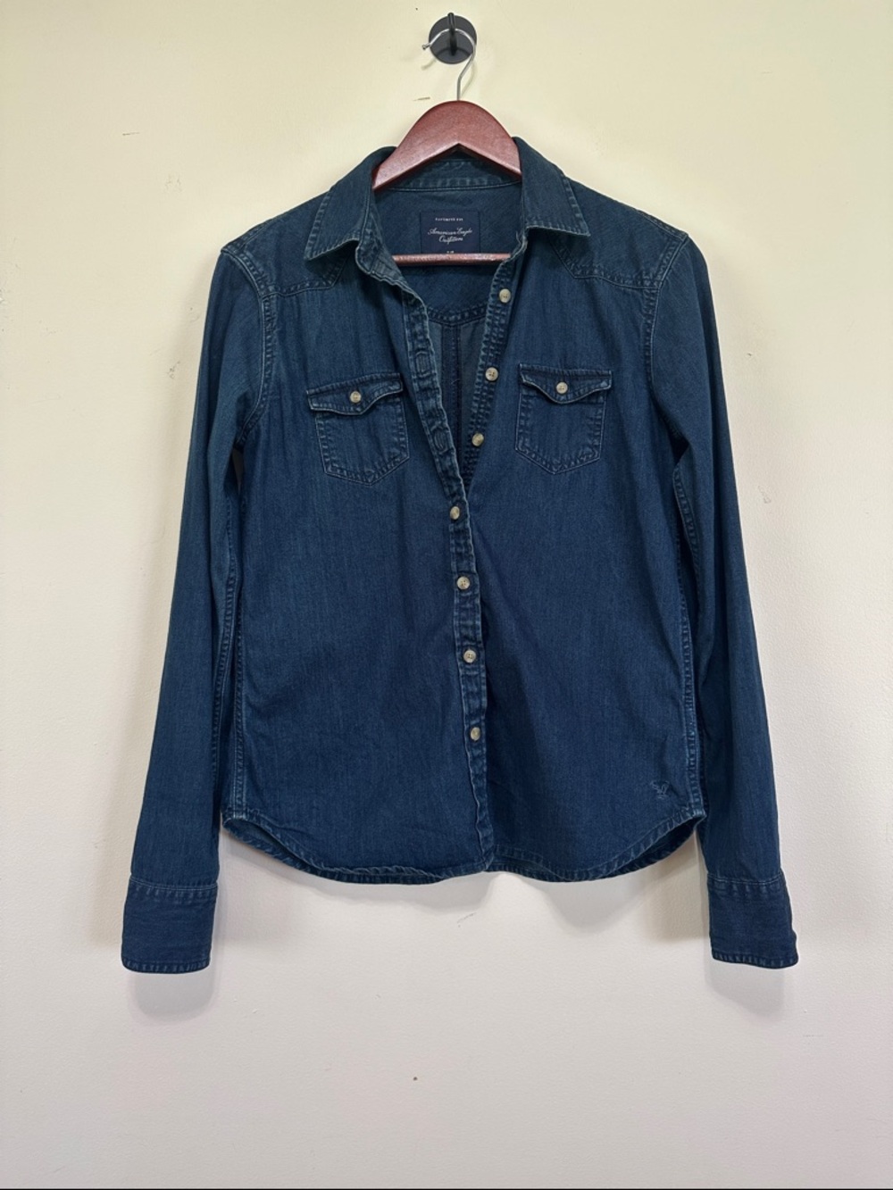American Eagle Outfitters Dark Denim Button-Down Shirt
